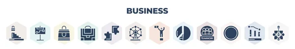 Filled Business Icons Set Glyph Icons Professional Advance Small Presentation — 图库矢量图片