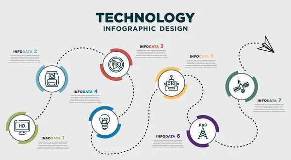 Infographic Template Design Technology Icons Timeline Concept Options Steps Included — Διανυσματικό Αρχείο