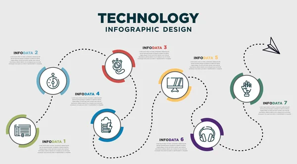 Infographic Template Design Technology Icons Timeline Concept Options Steps Included — Stockvektor