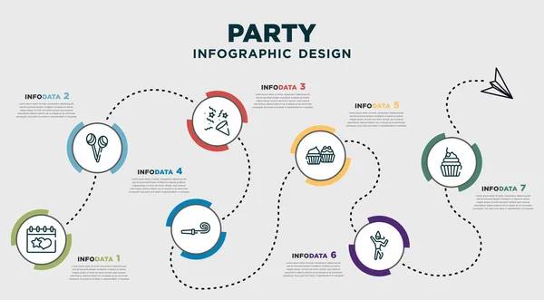 Infographic Template Design Party Icons Timeline Concept Options Steps Included — Stockvektor