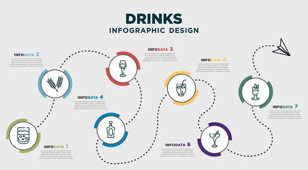 Infographic Template Design Drinks Icons Timeline Concept Options Steps Included — Stockvektor