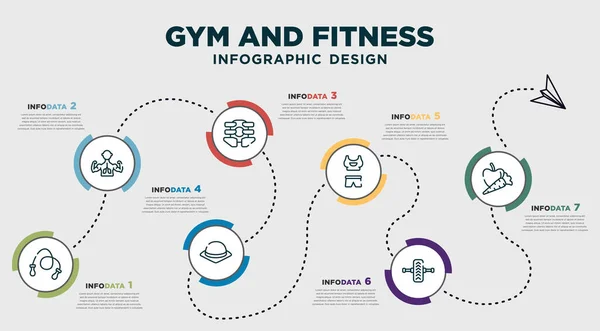 Infographic Template Design Gym Fitness Icons Timeline Concept Options Steps — стоковый вектор