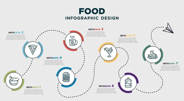 Infographic Template Design Food Icons Timeline Concept Options Steps Included — стоковый вектор