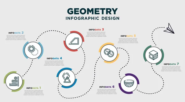 Infographic Template Design Geometry Icons Timeline Concept Options Steps Included — Stockvector
