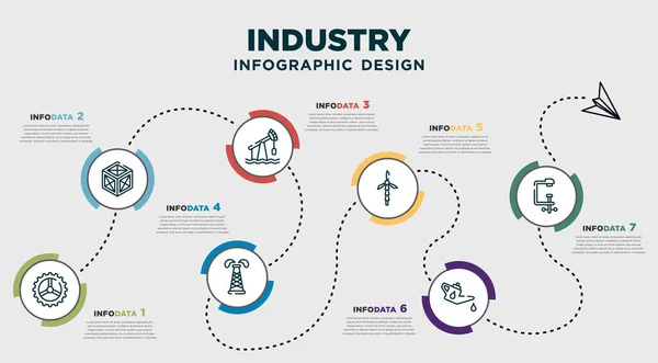 Infographic Template Design Industry Icons Timeline Concept Options Steps Included — Διανυσματικό Αρχείο