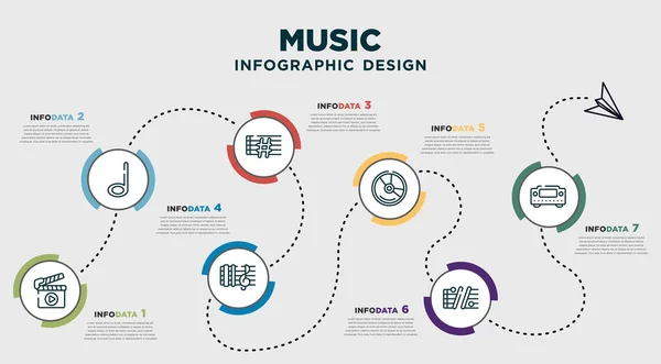 Infographic Template Design Music Icons Timeline Concept Options Steps Included — Stock Vector