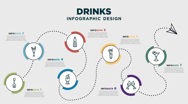 Infographic Template Design Drinks Icons Timeline Concept Options Steps Included — Stockvektor