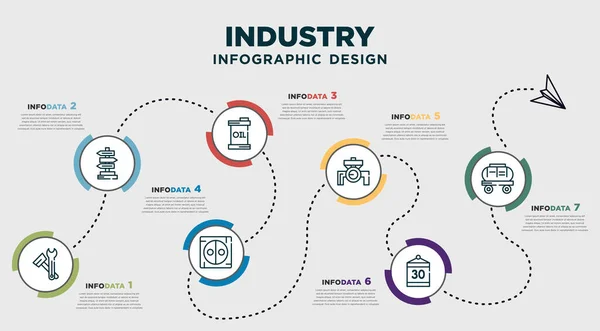 Infographic Template Design Industry Icons Timeline Concept Options Steps Included — Διανυσματικό Αρχείο