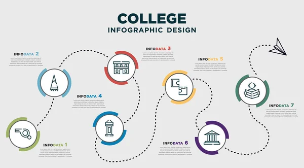 Infographic Template Design College Icons Timeline Concept Options Steps Included — Wektor stockowy