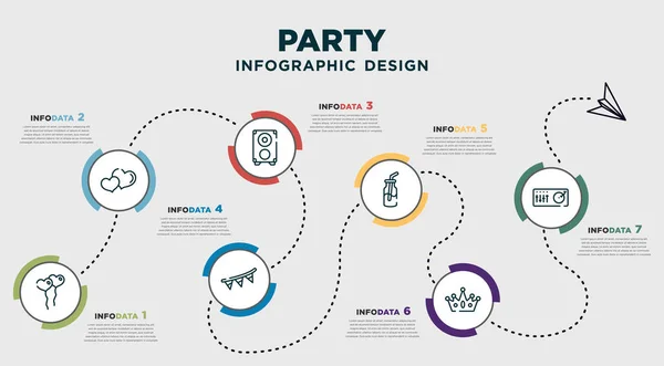 Infographic Template Design Party Icons Timeline Concept Options Steps Included — Stockvektor