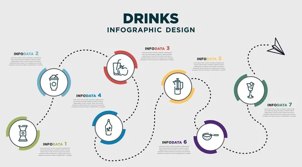 Infographic Template Design Drinks Icons Timeline Concept Options Steps Included — Stockvektor