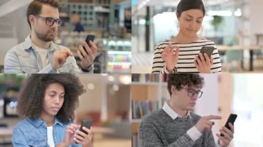 Smartphone kullanan Farklı Irklar Kolajı