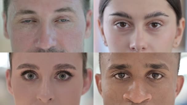 Collage de ojos parpadeantes de la gente mirando la cámara — Vídeo de stock