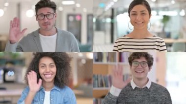 Video Çağrısında Konuşan Farklı Irklar Kolajı