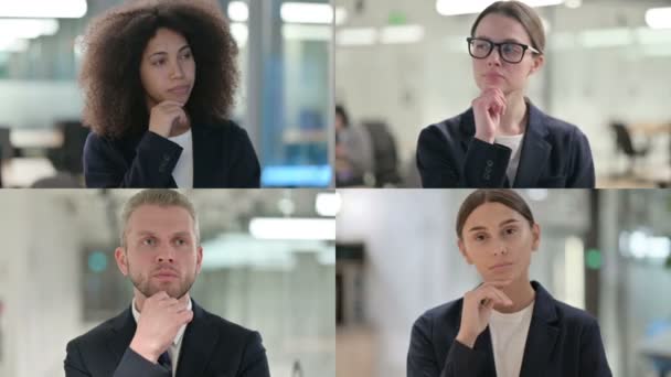 Collage of Business People Lluvia de ideas, Pensamiento — Vídeo de stock