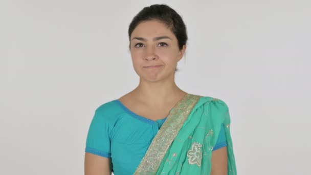 Indian Woman showing Thumbs Down Gesture, White Background — Stock Video