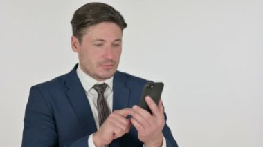 Smartphone, Beyaz Arkaplan kullanan Orta Çağ İşadamı