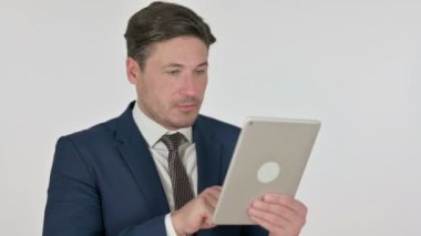 Tablet, Beyaz Arkaplan kullanan Orta Çağ İşadamı