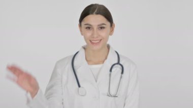 Beyaz Arkaplanda İspanyol Kadın Doktor Dalgalanması