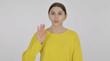 Beyaz Arkaplanda İspanyol Kadın Durduruluyor