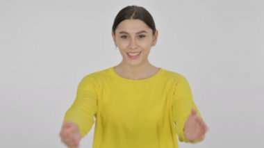 Beyaz Arkaplanda İspanyol Kadın Davet Ediliyor