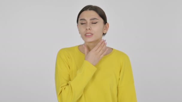 白背牙痛的西班牙生病妇女 — 图库视频影像