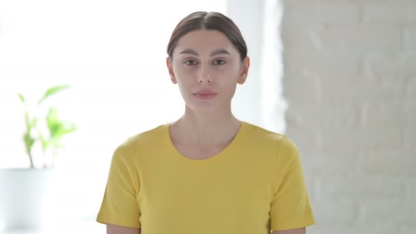 Portrait of Woman Showing No Sign by Arms Crossed — Stock Video