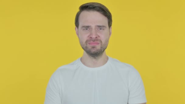 Disappointed Young Adult Businessman Reacting Loss White Background — Stock Video