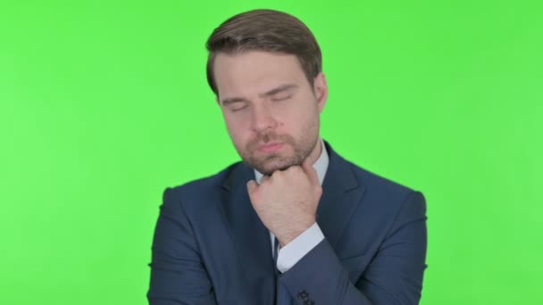 Young Adult Businessman Sleeping Green Background — Wideo stockowe