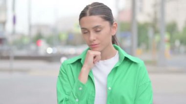 Tired Young Woman Sleeping while Standing Outdoor
