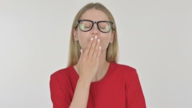 Flying Kiss by Casual Young Woman on Yellow Background 