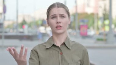 Portrait of Angry Young Woman Fighting Outdoor