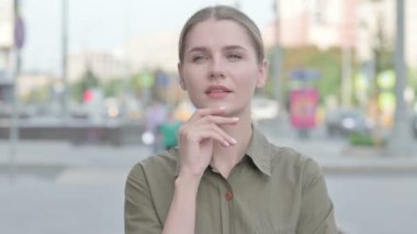 Pensive Young Woman Thinking New Idea Outdoor