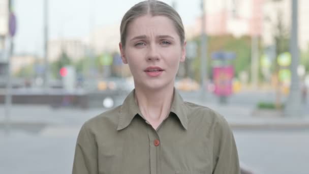 Portrait Sad Young Woman Crying Outdoor — Stock Video