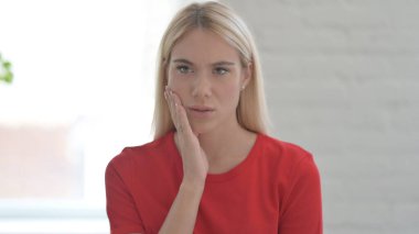 Portrait of Sick Young Woman having Toothache, Infection