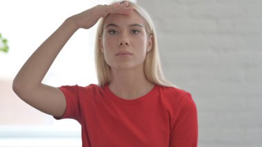 Searching Young Woman Looking Around of New Chance