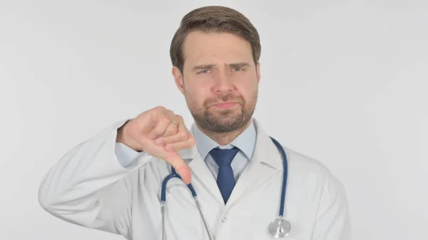 Thumbs Young Adult Doctor White Background — Stock Fotó