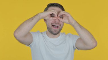 Young Adult Businessman Looking Around, Searching Green Screen