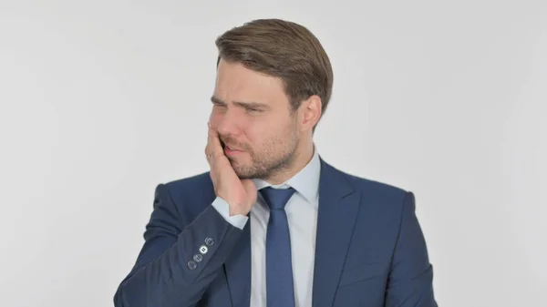 Young Adult Businessman Having Toothache White Background — 스톡 사진