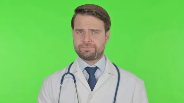 Young Adult Doctor Denial Green Background — Φωτογραφία Αρχείου