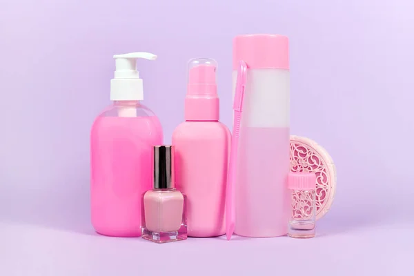 Vários Estereótipos Produtos Higiene Cor Rosa Comercializados Para Mulheres — Fotografia de Stock
