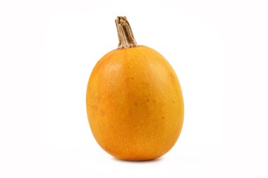 Beyaz arka planda tek sarı derili spagetti ezmesi