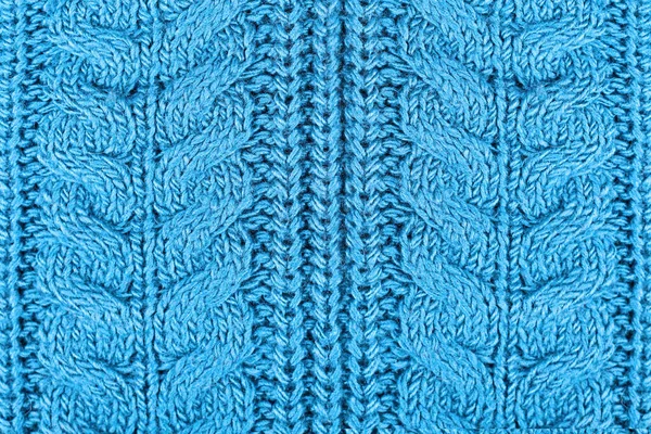 Close Van Gebreid Patroon Blauwe Wollen Trui — Stockfoto
