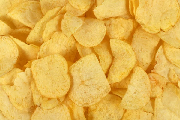 Top View Golden Thin Potato Chips — Stock Photo, Image