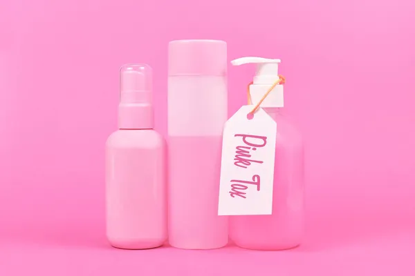 Pink Tax Concept Various Stereotype Pink Colored Hygiene Products Marketed — Stock Photo, Image