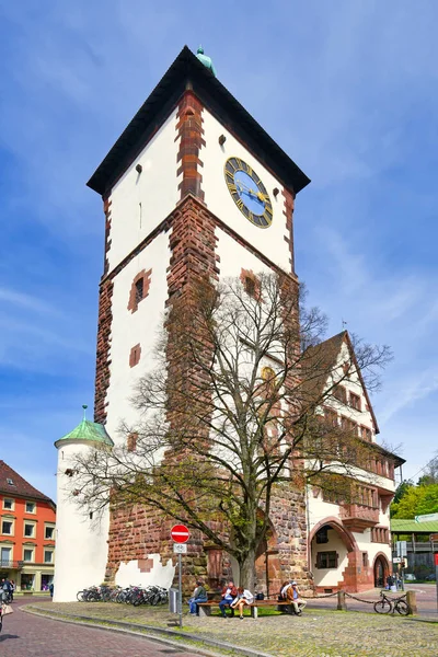 Friburgo Germania Aprile 2022 Torre Con Porta Chiamata Schwabentor Una — Foto Stock