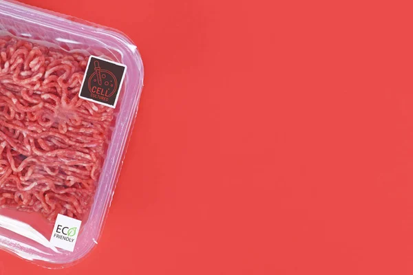 Cell Cultured Lab Grown Meat Concept Artificial Vitro Production Packed — Foto de Stock