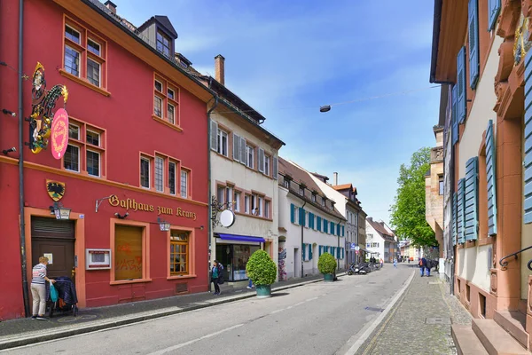 Fribourg Allemagne Avril 2022 Rue Secondaire Appelée Herrenstrasse Dans Vieux — Photo