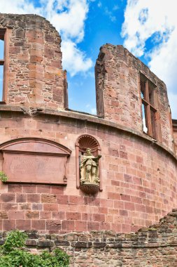 Heidelberg, Almanya - Haziran 2022: Ünlü Heidelberg şatosunun kuzey batı yakasında bulunan 'Dicker Turm' adlı kulenin bir bölümü