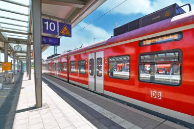 Kaiserslautern, Germany - August 2022: Regional train S2 at main station platform